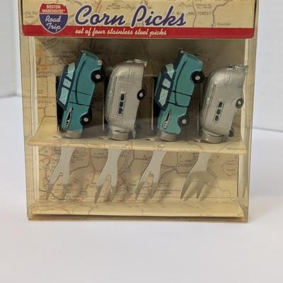 Boston Warehouse Road Trip Corn Picks Set of 4 Retro Car & Camper Stainless Steel