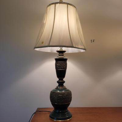 Pair of Asian Influenced Brass Lamps (BB-EL)