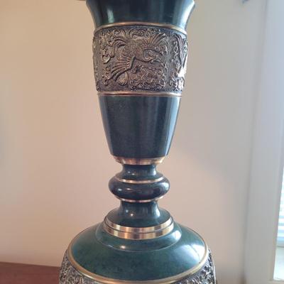 Pair of Asian Influenced Brass Lamps (BB-EL)