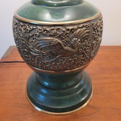 Pair of Asian Influenced Brass Lamps (BB-EL)