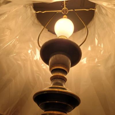 Pair of Asian Influenced Brass Lamps (BB-EL)