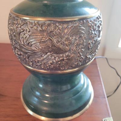 Pair of Asian Influenced Brass Lamps (BB-EL)