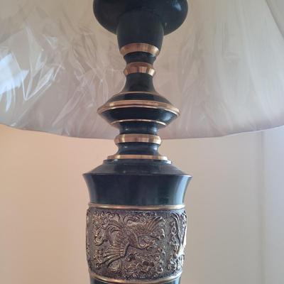 Pair of Asian Influenced Brass Lamps (BB-EL)