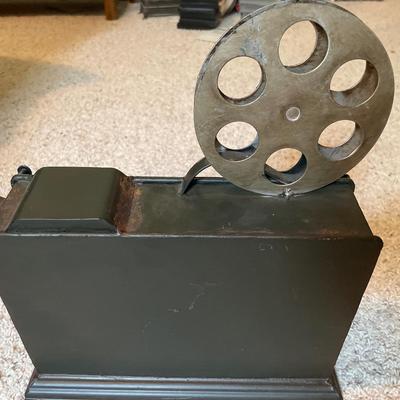 Vintage tin movie projectors & tote with movie party items