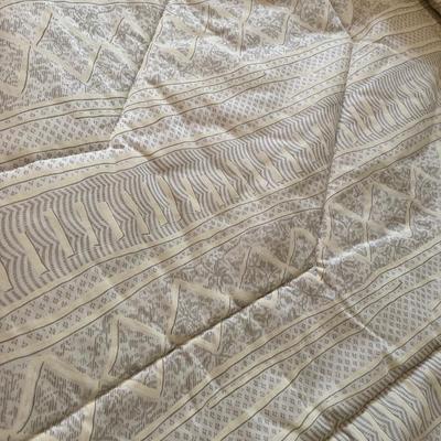 Queen: size mattress, bedding, headboard, and frame