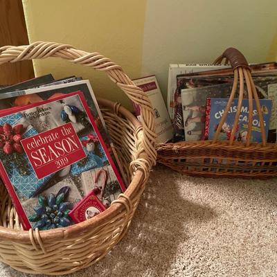 Christmas books and two baskets