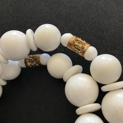Vintage white beaded wrap bracelet