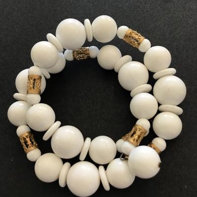Vintage white beaded wrap bracelet