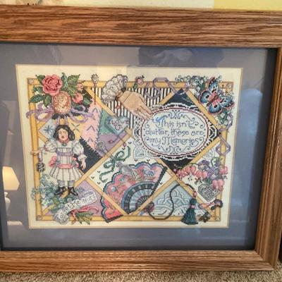 Embroidery art with ceramic country store