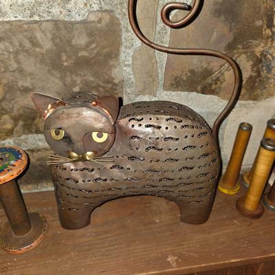 Vintage Brutalist Metal Cat