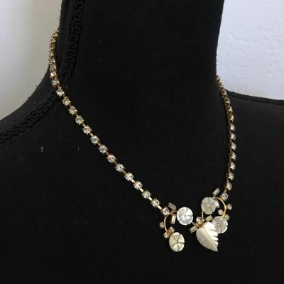 Vintage mother of pearl Giardinetti necklace carved floral lavaliere marked Germany