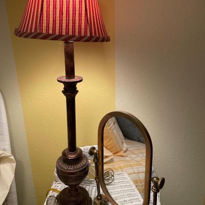 White Wicker nightstand and mirror