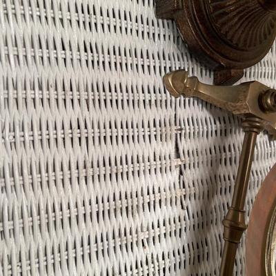 White Wicker nightstand and mirror