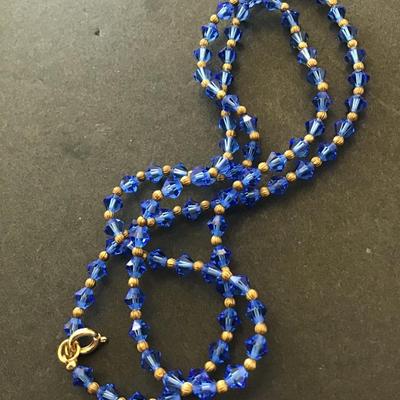 Vintage blue crystal necklace