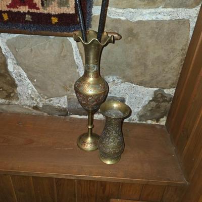 Vintage Decorative Etched Brass vases