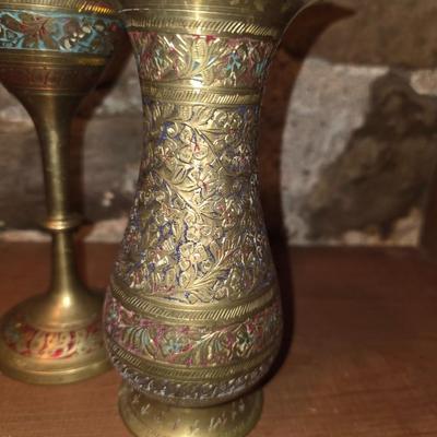 Vintage Decorative Etched Brass vases