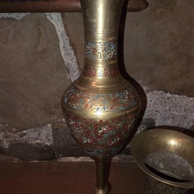 Vintage Decorative Etched Brass vases