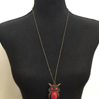 Bronze, tone owl statement, necklace