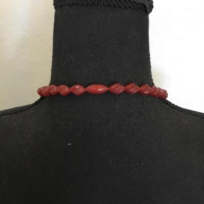 Vintage licorice bead necklace with barrel clasp