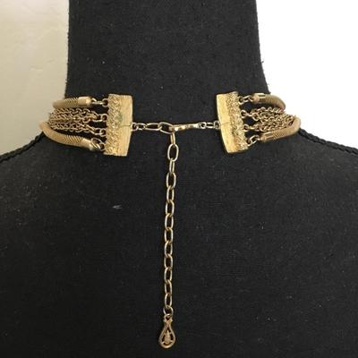 Beautiful mesh, gold tone, chain, multi, layered choker, statement, necklace, vintage, Coro