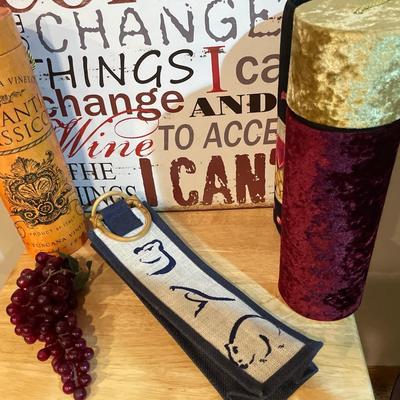 Wine bottle gift holders and sign