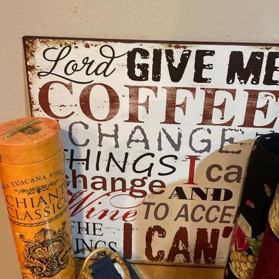 Wine bottle gift holders and sign