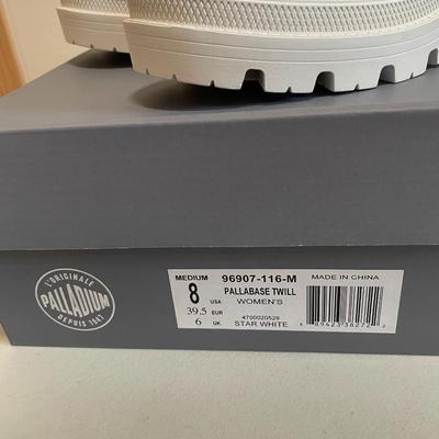 New Palladium Boots Pallabase Twill White Size 8