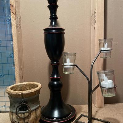 Tall black decor and candle holders
