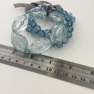 Light blue faux crystal beaded multiple stretchy bracelets