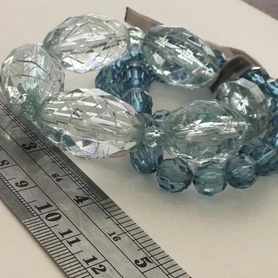 Light blue faux crystal beaded multiple stretchy bracelets