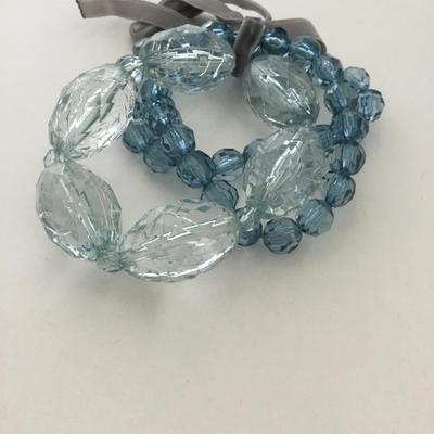Light blue faux crystal beaded multiple stretchy bracelets