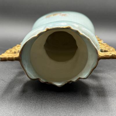 LOT 65H: Antique Austrian Hand Painted Two-Handled Portrait Vase