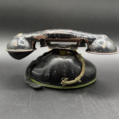 LOT 68H: Vintage Miniature Sewing Machine, + Toy Gun & Telephone