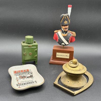 LOT 73H: Various Vintage Collectables - Swiss Grenadier Officer, Bookbinder’s Tray & more!