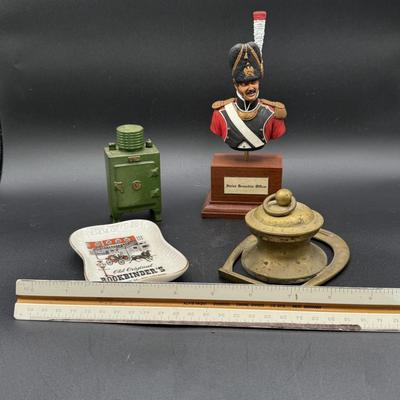 LOT 73H: Various Vintage Collectables - Swiss Grenadier Officer, Bookbinder’s Tray & more!