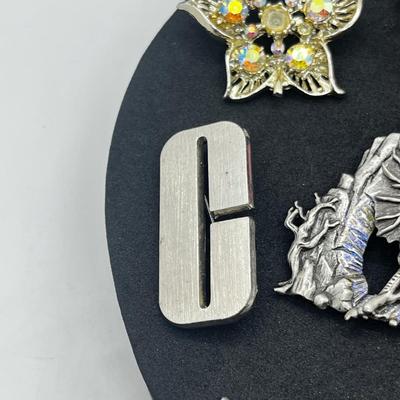 LOT 100J: Unique Brooches/Pins Including Large Dragon Brooch