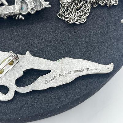 LOT 100J: Unique Brooches/Pins Including Large Dragon Brooch