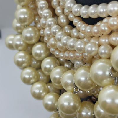 LOT 101J: Faux Pearl Necklace and Bracelet Collection Including Large Enamel Flower Pendant