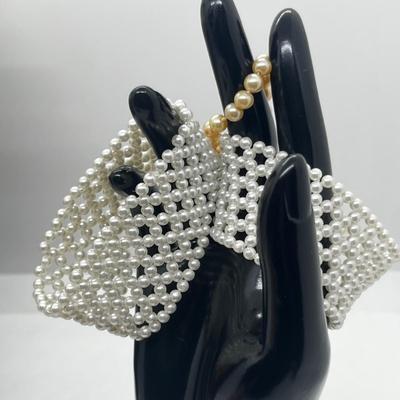 LOT 101J: Faux Pearl Necklace and Bracelet Collection Including Large Enamel Flower Pendant