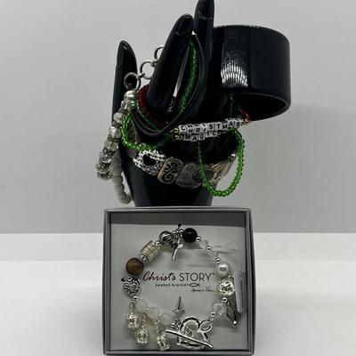 LOT 103J: Bracelet Collection Including "Christ's Story" Bracelet, Inspirational Word Bracelet and Set of "Christmas...