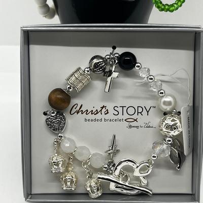 LOT 103J: Bracelet Collection Including "Christ's Story" Bracelet, Inspirational Word Bracelet and Set of "Christmas...