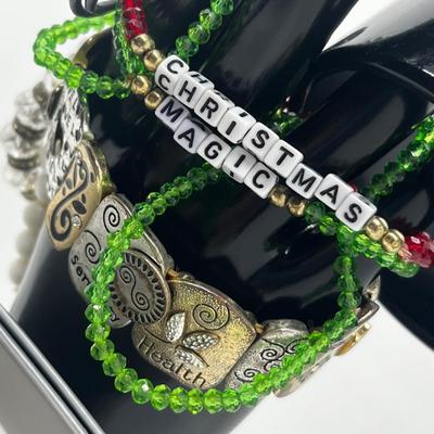 LOT 103J: Bracelet Collection Including "Christ's Story" Bracelet, Inspirational Word Bracelet and Set of "Christmas...