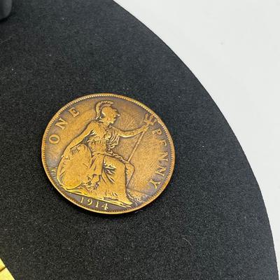 LOT: 106J: Junk Drawer Lot: Lorus Men's Watch (Not Working), Pocket Knives, Vintage Colibri Lighter and 1914 British Penny