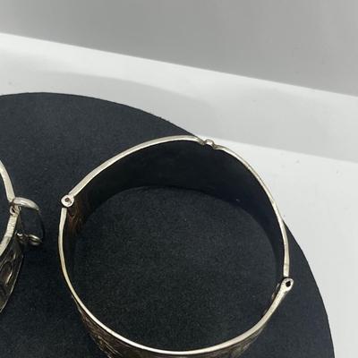 LOT 112J: Vintage Hinged Bangle Bracelets with Asian and Middle Eastern Designs