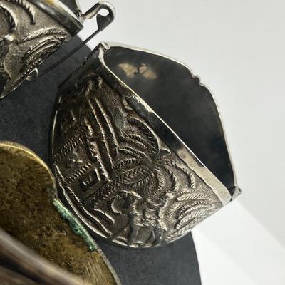 LOT 112J: Vintage Hinged Bangle Bracelets with Asian and Middle Eastern Designs