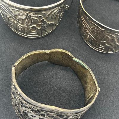 LOT 112J: Vintage Hinged Bangle Bracelets with Asian and Middle Eastern Designs