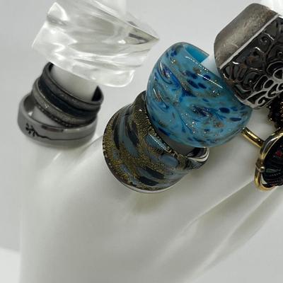 LOT 115J: Costume Ring Lot - Sizes 5.5 And Up Including One Men's Size 14 Stainless Ring