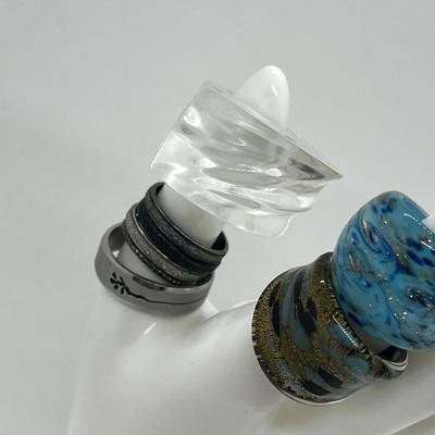 LOT 115J: Costume Ring Lot - Sizes 5.5 And Up Including One Men's Size 14 Stainless Ring