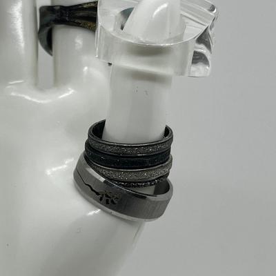 LOT 115J: Costume Ring Lot - Sizes 5.5 And Up Including One Men's Size 14 Stainless Ring