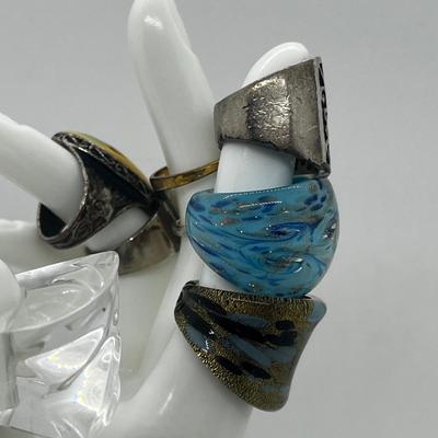 LOT 115J: Costume Ring Lot - Sizes 5.5 And Up Including One Men's Size 14 Stainless Ring